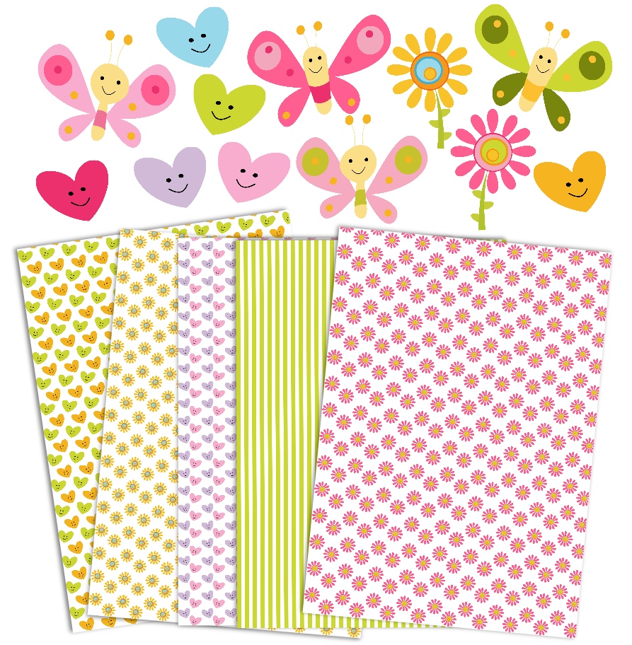 Hearts Fly clipart and Paper set